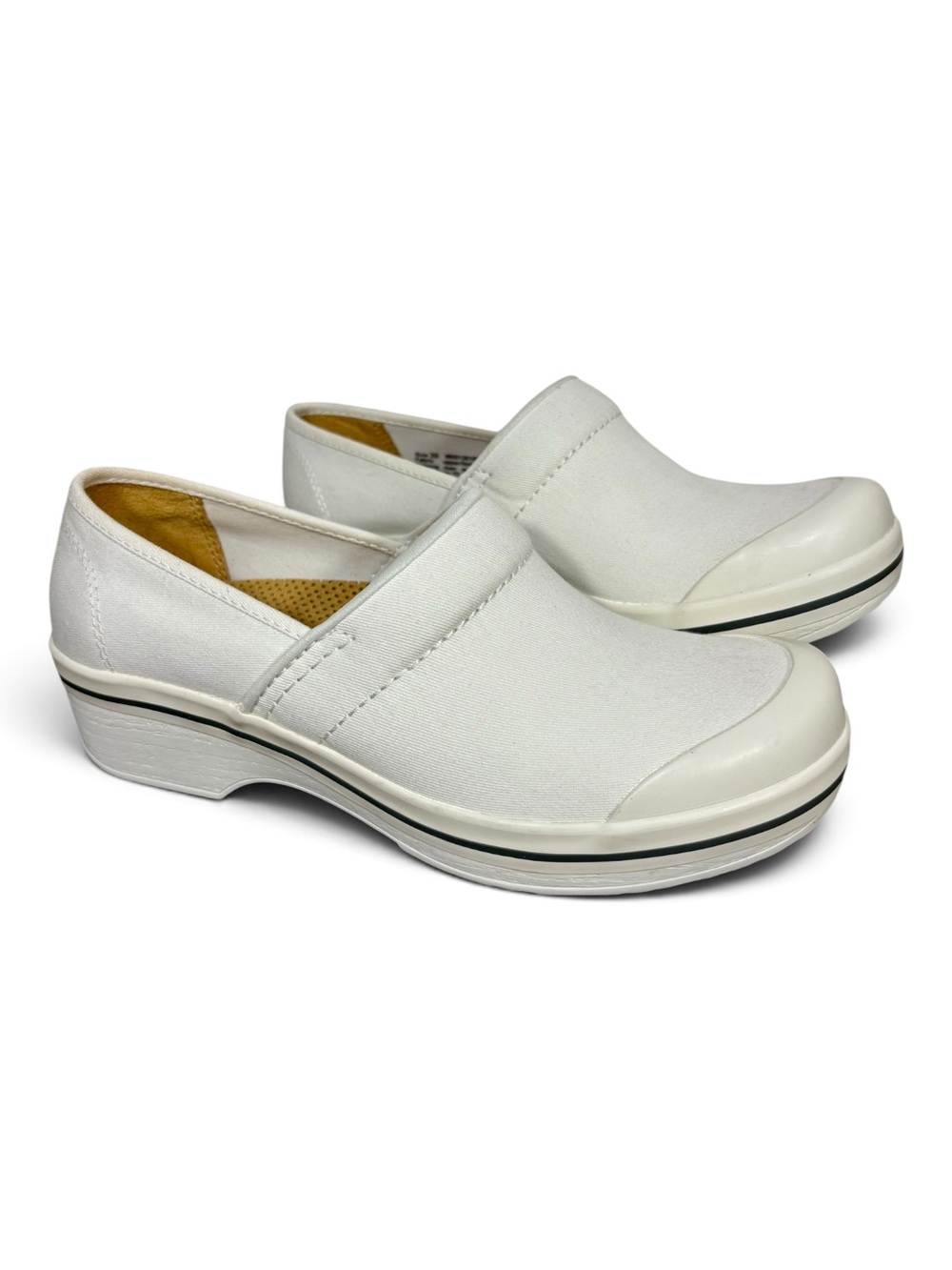 Dansko Vegan White Canvas Slip-On Clog Mules- woman’s 39